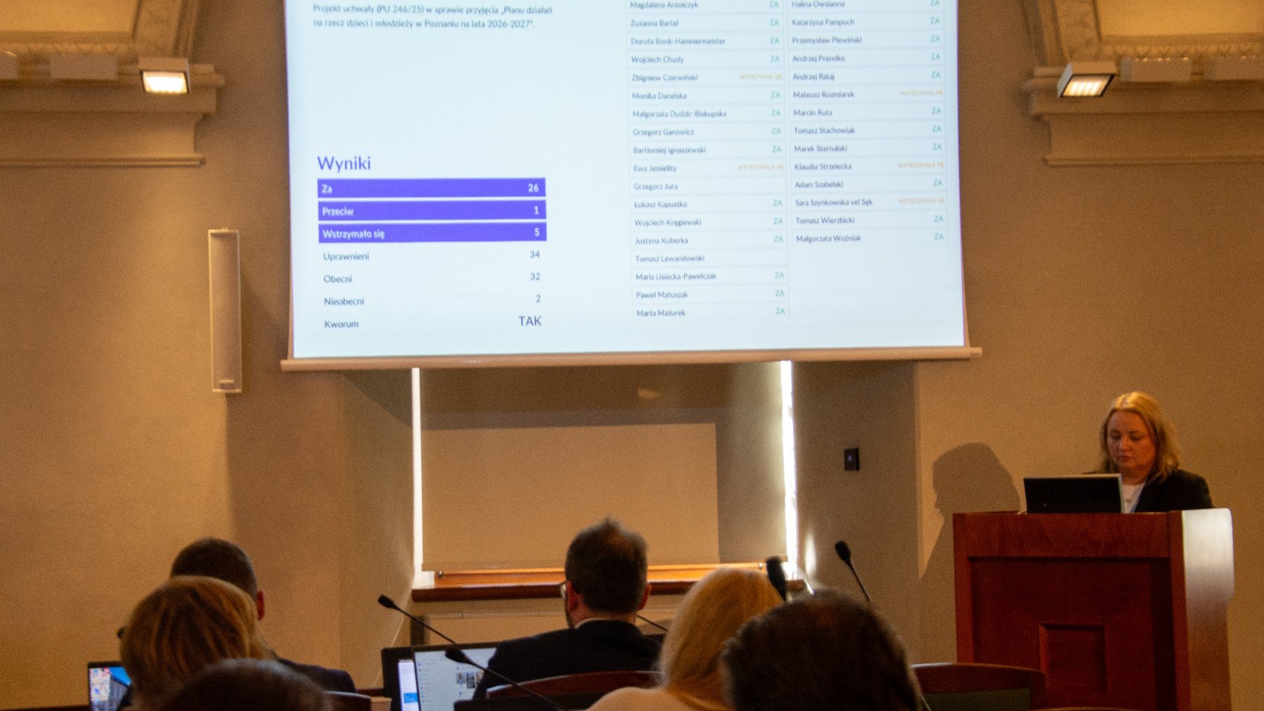 Obrady radnych w sali sesyjnej