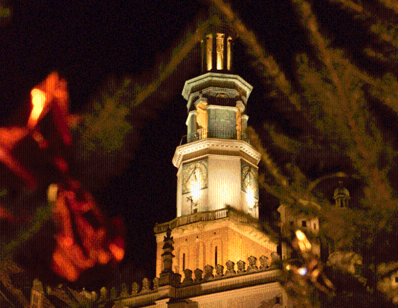 Ratusz otoczony świątecznymi dekoracjami